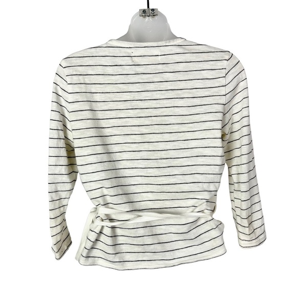 Max Studio White & Black Stripe Wrap Front Long Sleeve Blouse S - Picture 4 of 5
